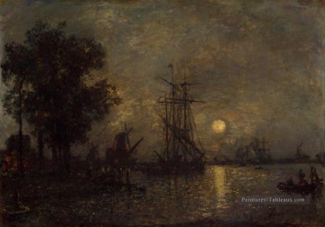 Holandaise Paysage avec Bateau Docked impressionnisme navire paysage marin Johan Barthold Jongkind Peinture à l'huile